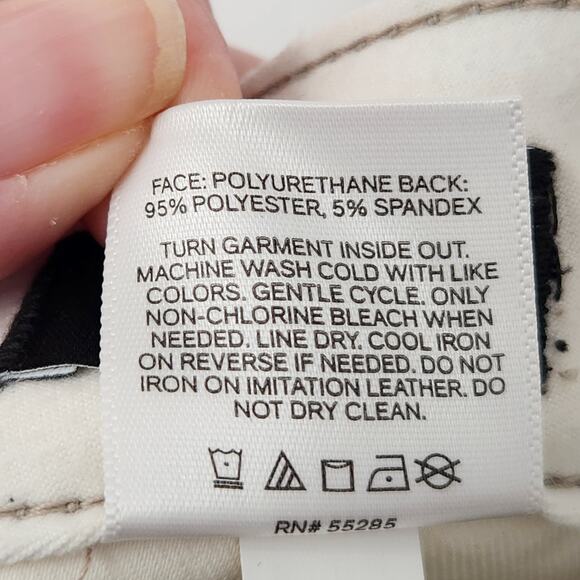 NWT Express Champagne Faux Leather Metallic High Rise Skinny Pants Women's 10 - Picture 5 of 13